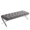 Armen Living Milo Bench in Brushed Stainless Steel finish with Gray Fabric LCMIBEGR - alternate 1